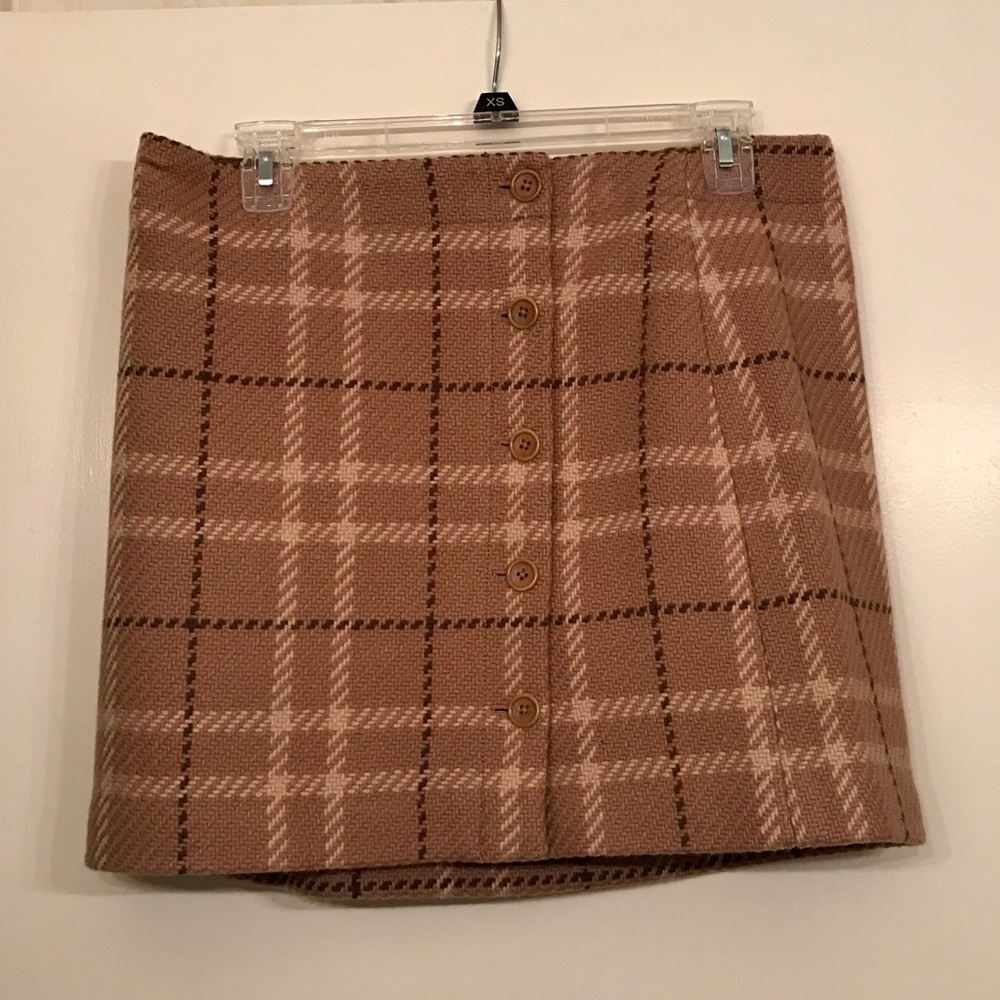 J Crew Plaid Tan & Brown Skirt - Picture 4 of 5